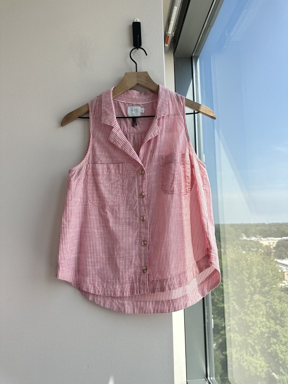 HD in Paris Anthropologie Top Women Sleeveless Red Striped Preppy Beach Sailor 4